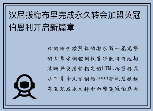 汉尼拔梅布里完成永久转会加盟英冠伯恩利开启新篇章